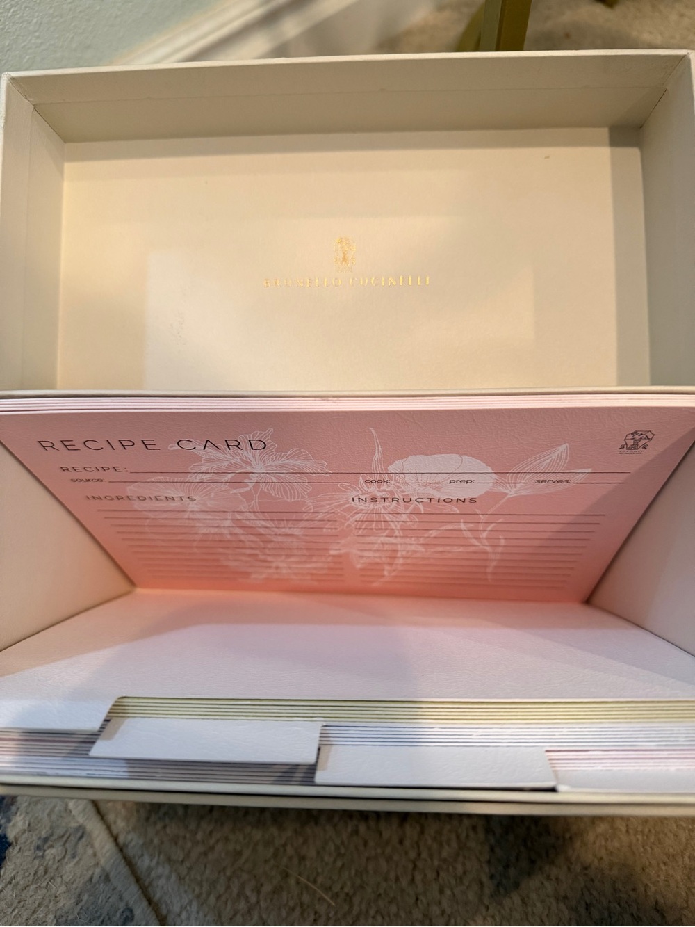 Brunello Cucinelli Recipe Card Set - Blush Pink & Cream Stationery